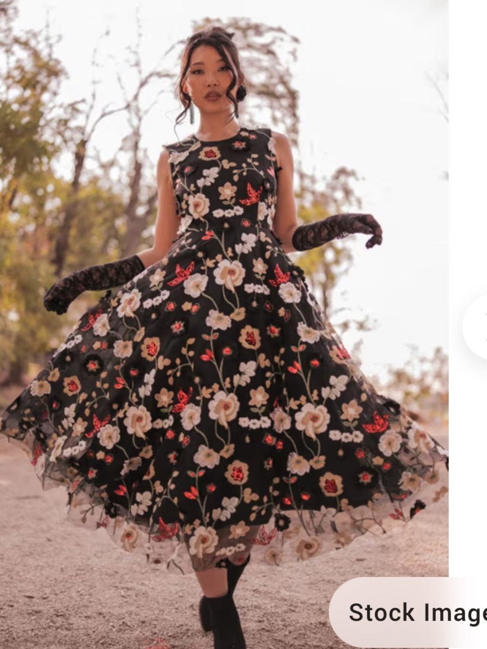 JessaKae Black Flowered Lilith Dress